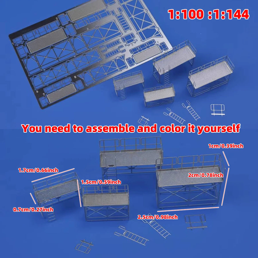 1/144 1/100 PE Scale Model Kit Maintenance Ladders Climbing Ladder Maintenance Platform Sand Table Diorama Models for Robot Mech