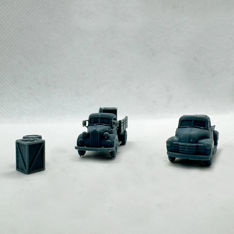 Mid-Century Civilian Vehicles Set Diorama 1/220 Resin Kit - resin model view 5