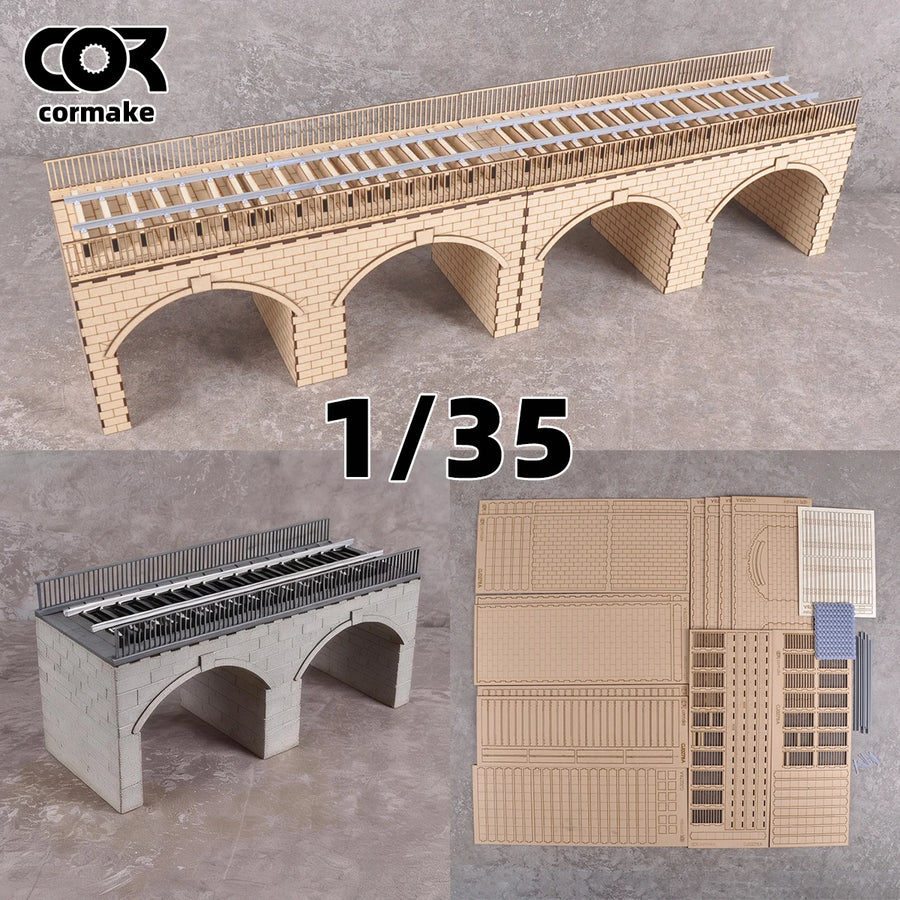 European Stone Buildings Railway Terrain Diorama Kit 1/35 Laser-Cut MDF - resin model view 2