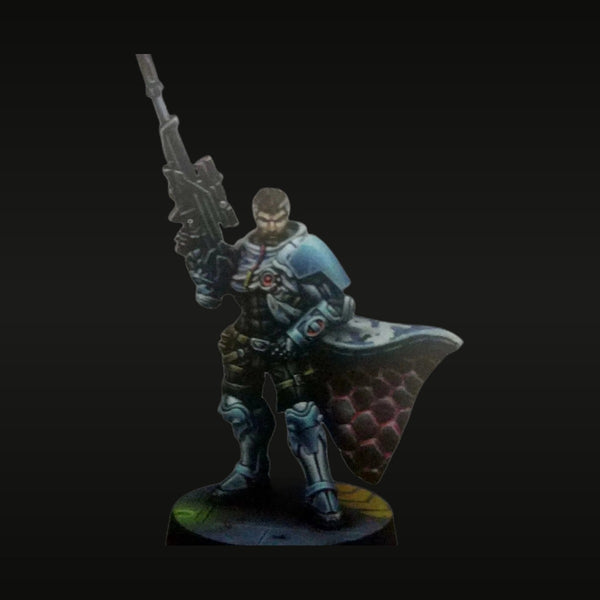 Sci-Fi Soldier with Plasma Rifle and Flowing Cape 28mm Resin Figure