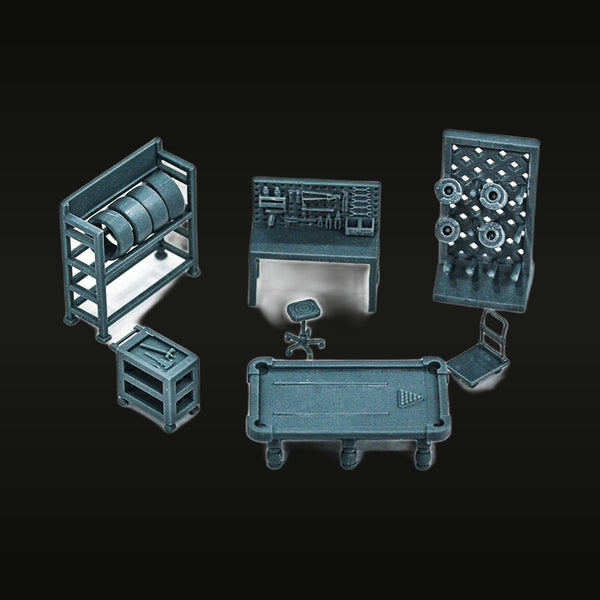 Car Garage Tool Maintenance Workshop Display Props 1/87 Resin Model Kit