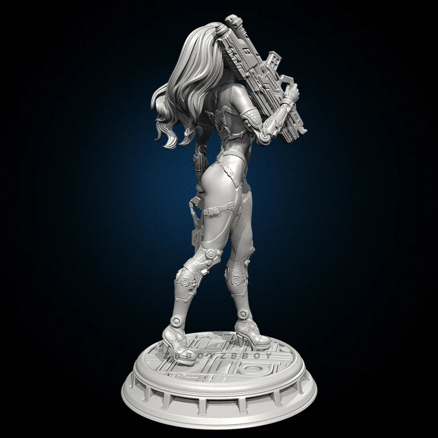 Cyberpunk Female Cyborg Full Figure with Dual Pistols Resin Kit - resin model view 5