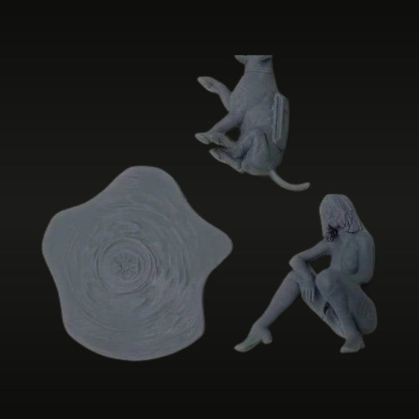 Woman and Dog Friendship Diorama 1/24 Resin Figure Set