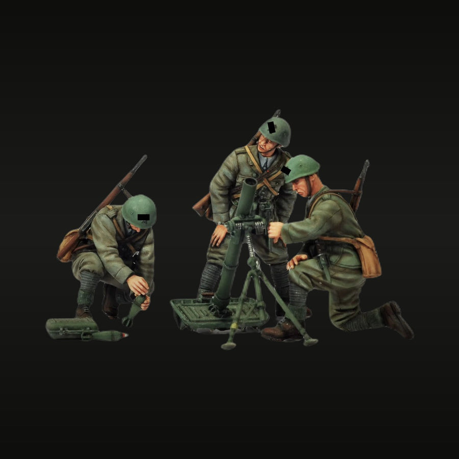 WWI German Mortar Crew Set of 3 Soldiers 1/35 Resin Figure Kit - unpainted resin model kit