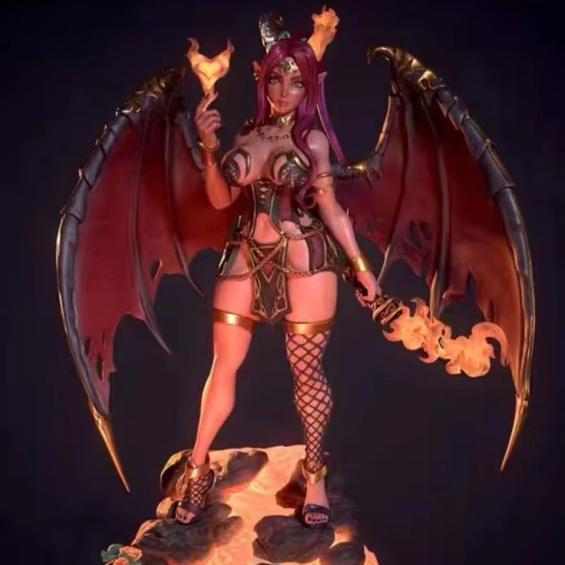 Fantasy Female Demon with Trident 1/24 Resin Figure Kit - resin model view 2