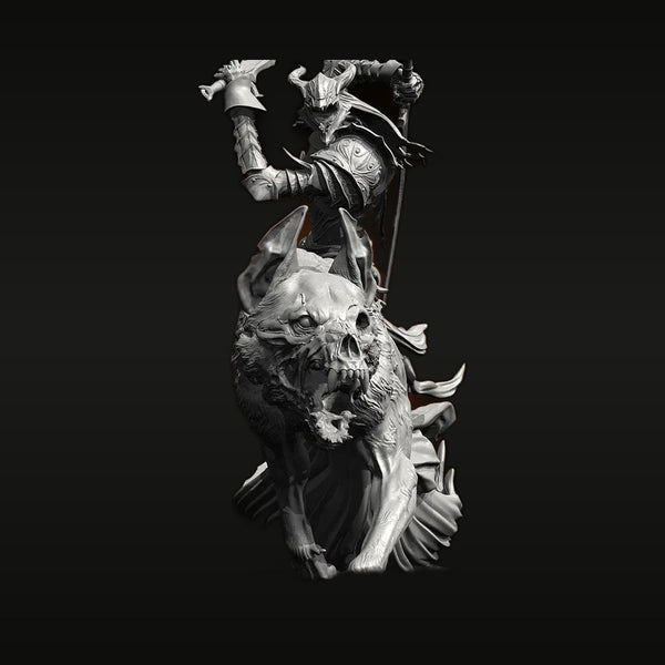 Dark Fantasy Warrior Mounted on Demonic Beast Skull 90mm Resin Bust Kit