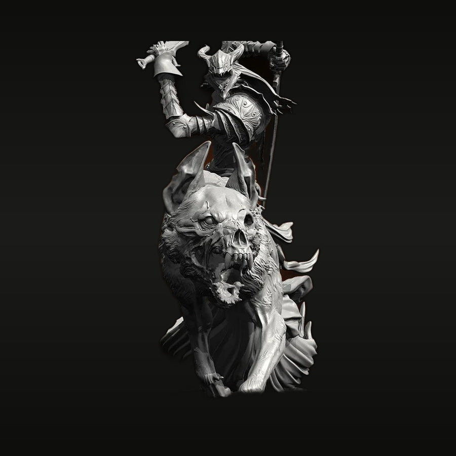 Dark Fantasy Warrior Mounted on Demonic Beast Skull 90mm Resin Bust Kit - unpainted resin model kit