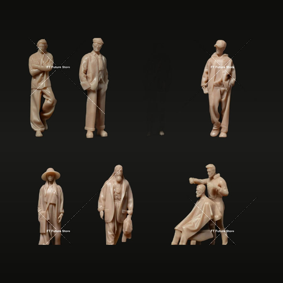 Modern Casual Men Set of 6 1/64 Resin Figure Kit - unpainted resin model kit