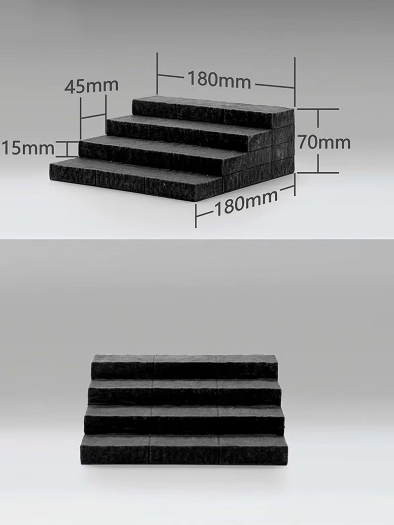 Black Stone Stairs Diorama Accessory - 28mm Resin Miniature Base - resin model view 2
