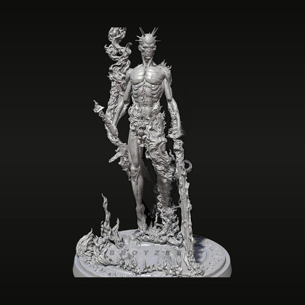 Fantasy Demon Lord Bust with Spiked Crown and Ornate Staff 38mm Resin Kit