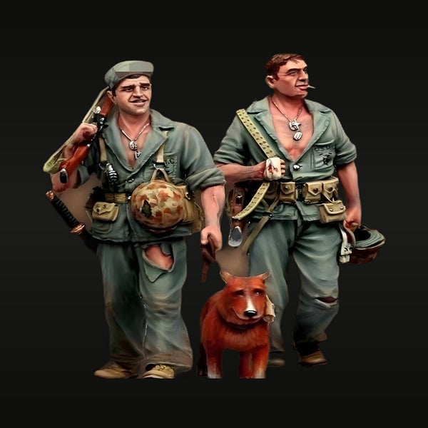 Vietnam War US Soldier Patrol with Service Dog 1/35 Resin Figure Set