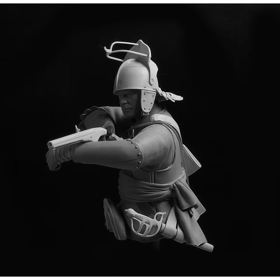 Japanese Samurai Arquebusier Bust 1/10 Resin Kit - resin model view 3