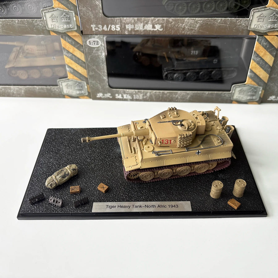 1/72 German Tiger Type Tank Model North Afric Alloy Finished Product Simulation Model for Children Adults Toy Collection Display
