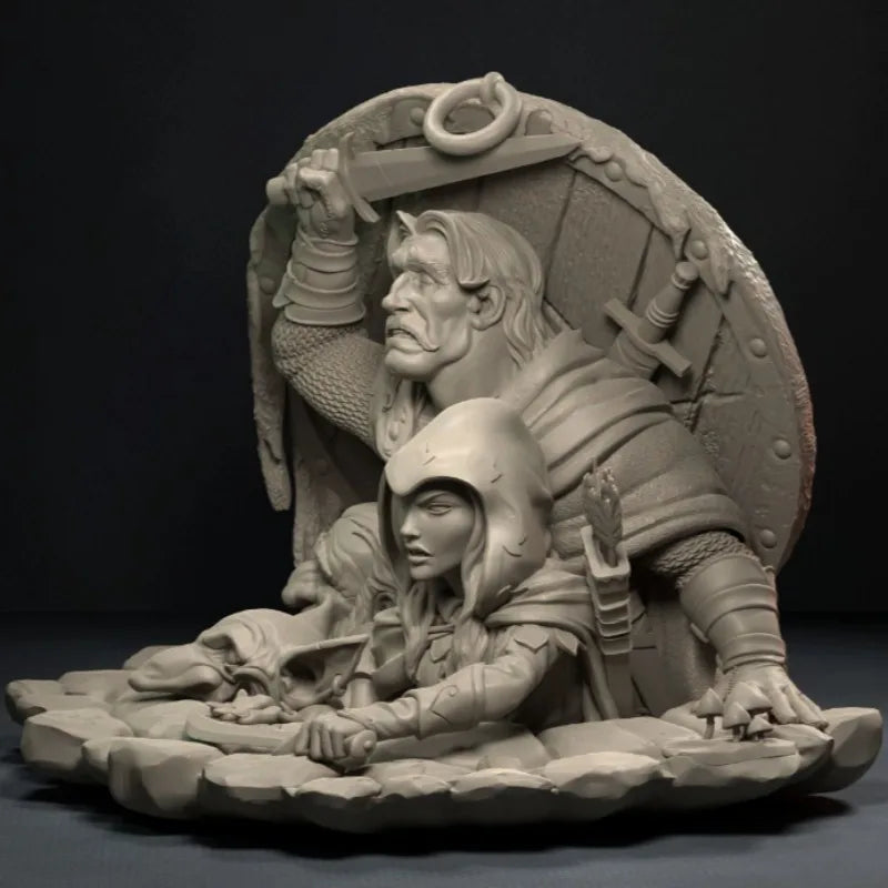 Fantasy Stone Courtyard & Wooden Barrel Diorama Base Set 70mm Resin Kit - resin model view 5