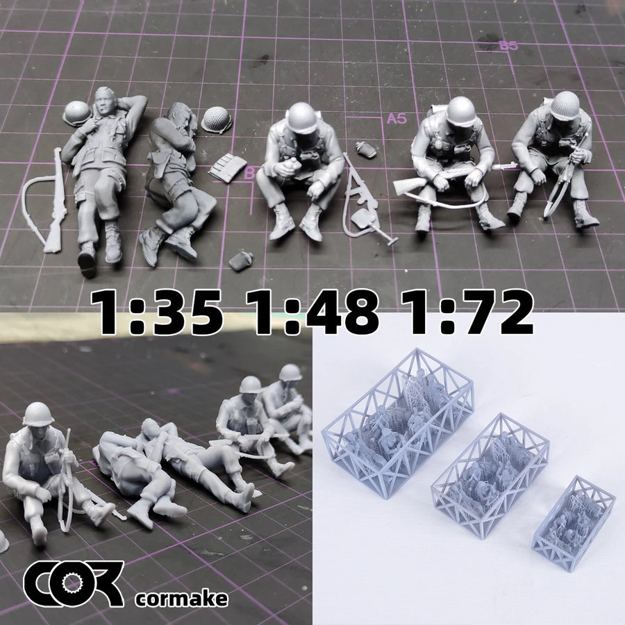 WWII US Army Infantry Squad 8-Figure Set 1:72 Resin Figure Kit - resin model view 2
