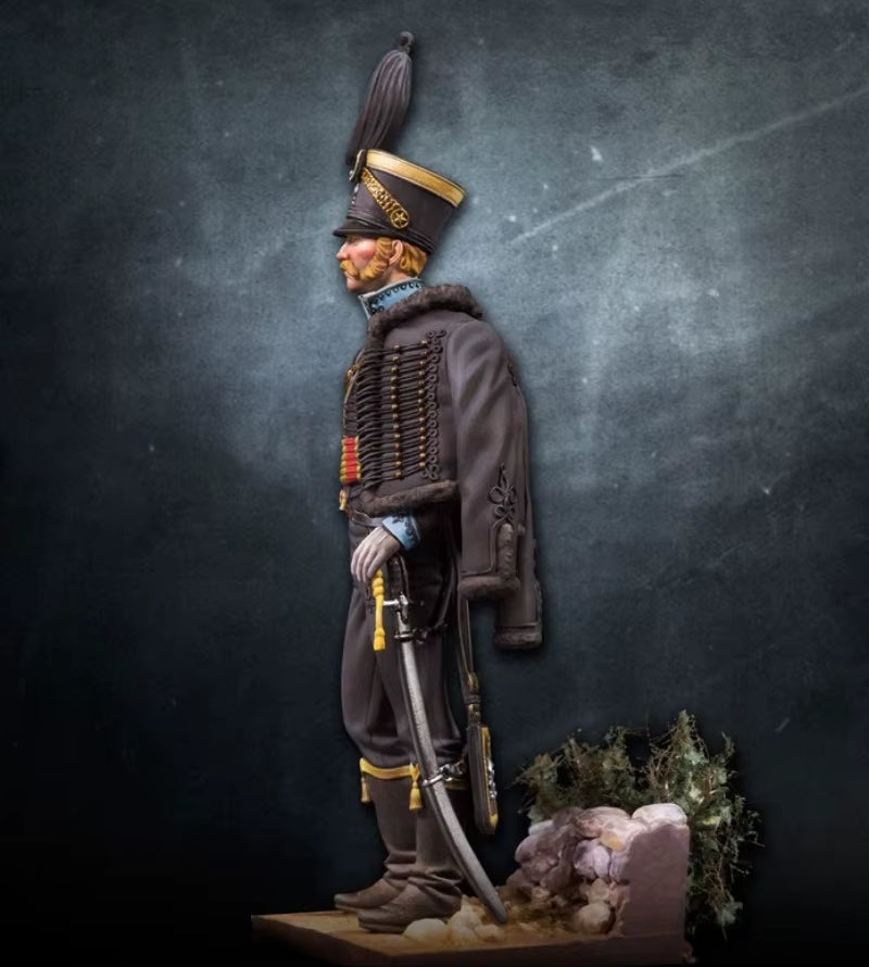 1/24 Scale 75Mm Die-Cast Resin Figure Model Kit Ancient Hussar Officer 1815 Hobby Miniature Toys Unassembled Unpainted Diorama