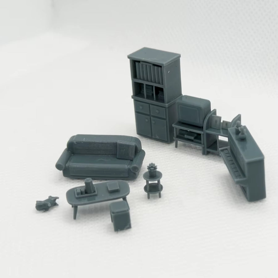 Sofa, Home Appliances, Piano, Desk & Living Room Set 1/64 1/87 1/72 S Scale Miniature