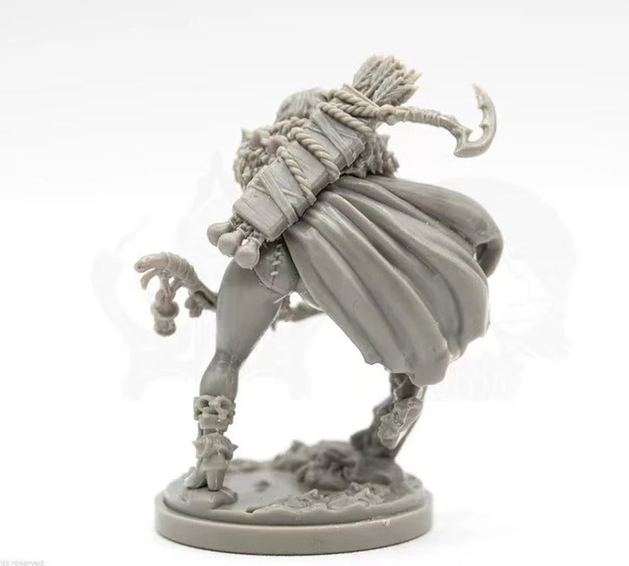 Fantasy Horned Orc Warrior with Battle Axe 75mm Resin Figure Kit - resin model view 4