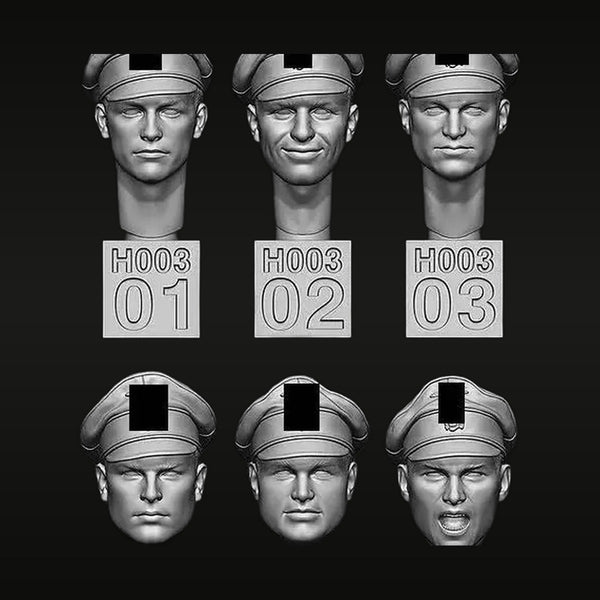 WWII German Soldier Head Variants Set H003 1/35 Resin Heads Kit