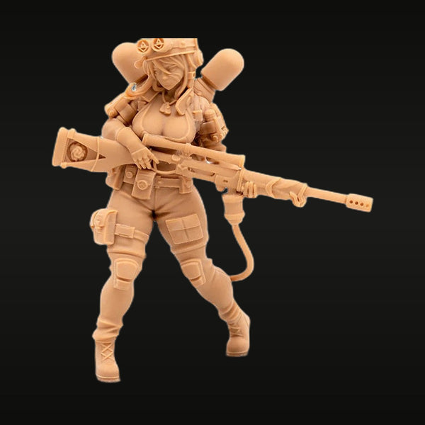 Modern Female Sniper Operator Stylized 28mm Resin Figure Kit