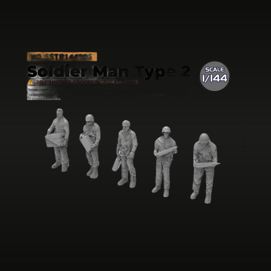 WWII US Soldier Set Type 2 1/144 Resin Figures (5 Pcs) - unpainted resin model kit