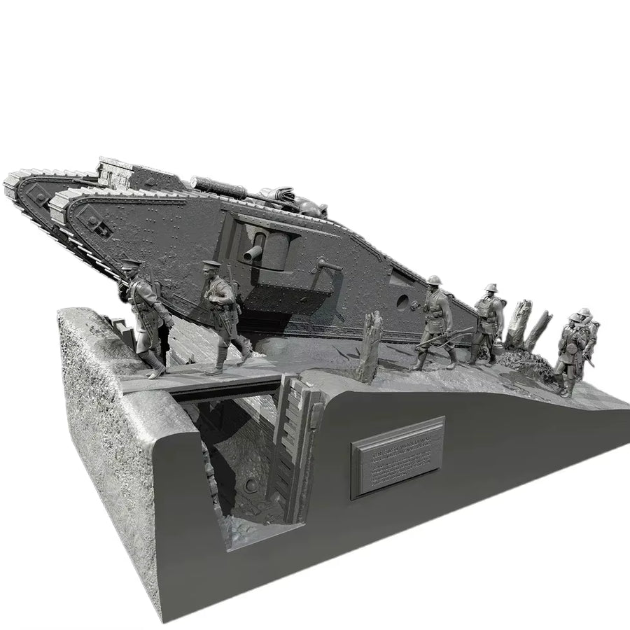 WWI British Mark I Tank with Crew Diorama 1/35 Resin Kit - resin model view 3