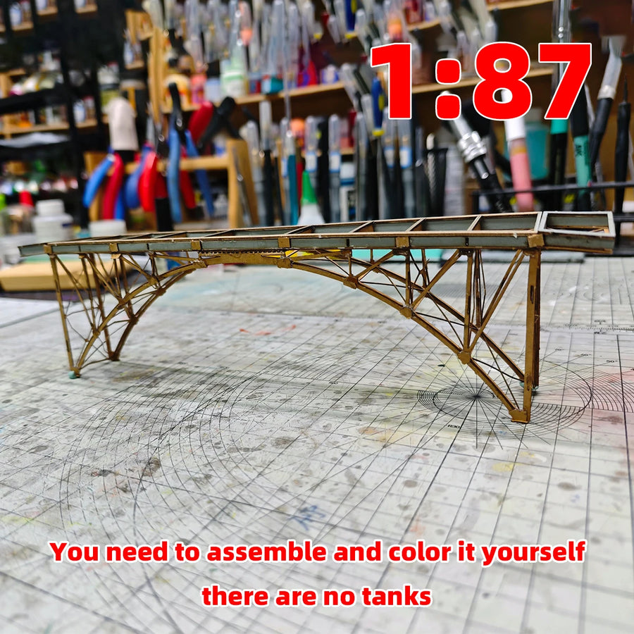 Assembly Architectural Model Sand Table Bridge Wooden Bridge Steel Bridge RAILWAY BRIDGE Diorama Scale Model Kit 1/87