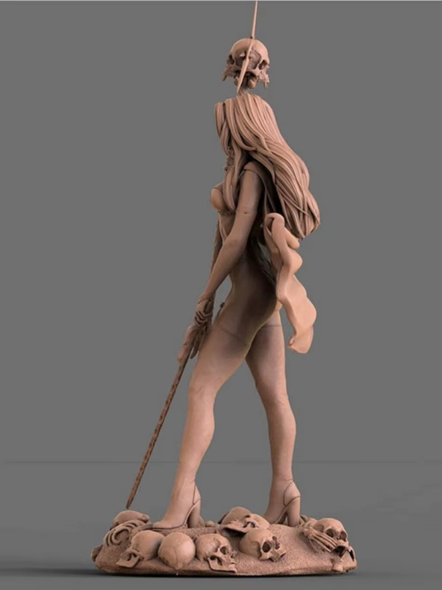 LADY DEATH 1/24 75Mm Resin Figure Assembled Model Kit Fantasy Character Miniature Unassembled and Unpainted DIY Toy