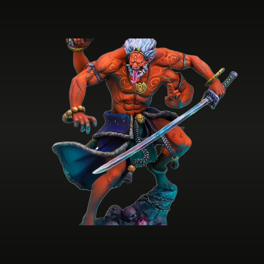 Fantasy Demon Warrior with Katana Stylized 1/24 Resin Figure - unpainted resin model kit