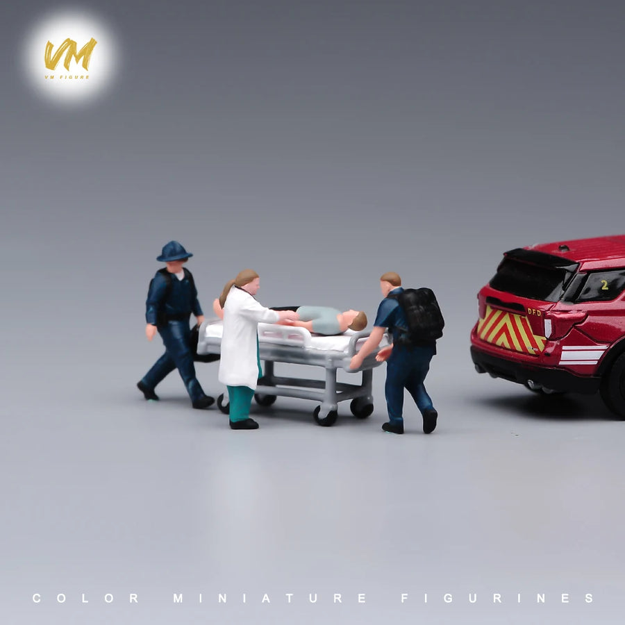 Painted Miniature 1/87 1/64 1/43 1/24 1/18 Rescue Team Stretcher Doctors Medical Staff Patients Figure Emergency Scene Doll Prop