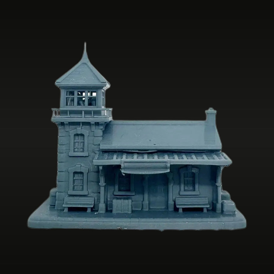 Victorian Train Station with Watchtower 1/87 Resin Model Kit - unpainted resin model kit