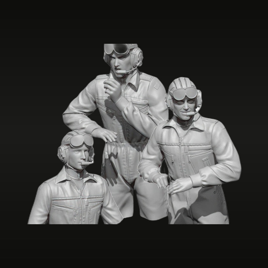 WWII German Tank Crew 3-Figure Set 1/35 Resin Kit - unpainted resin model kit
