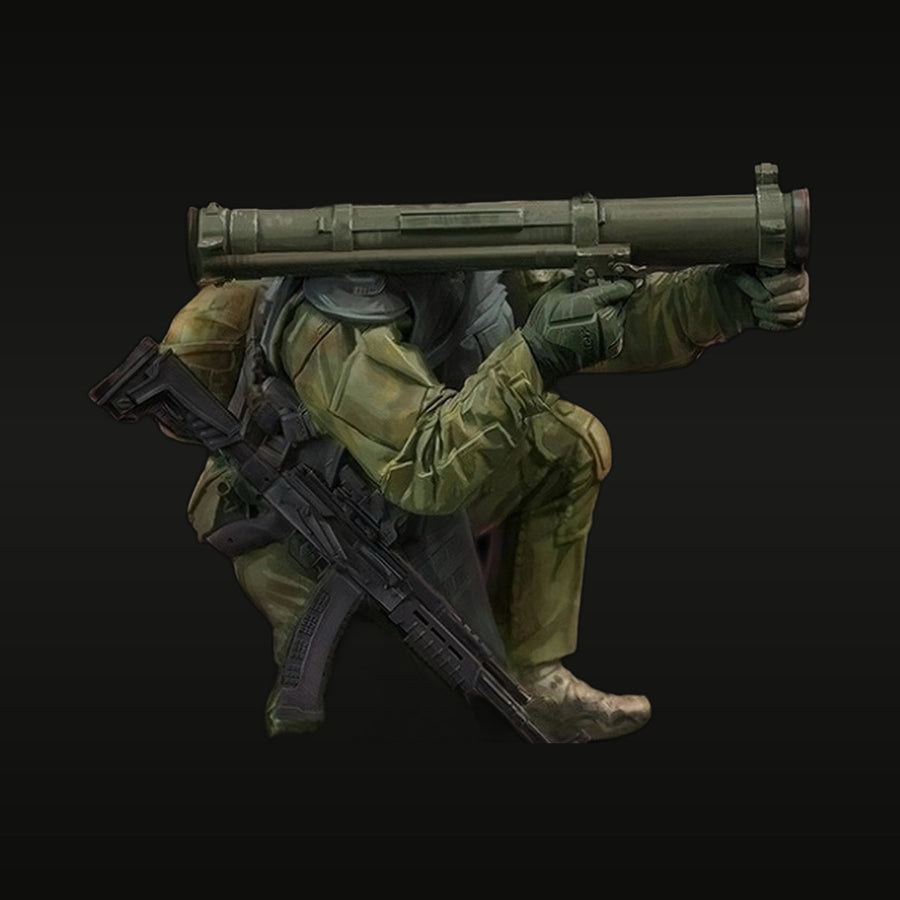 Modern Special Forces Operator with Anti-Tank Launcher and Assault Rifle 1/35 Resin Figure Kit - unpainted resin model kit