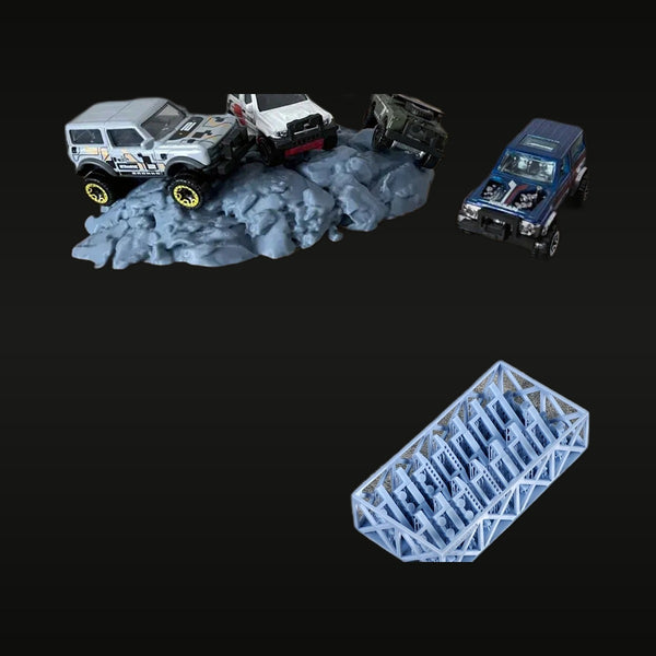 1/64 Scale Rocky Terrain Base & Roof Rack Guard Resin Diorama Set