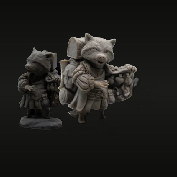Fantasy Anthropomorphic Raccoon Merchant Set of 2 70mm Resin Figure Kit