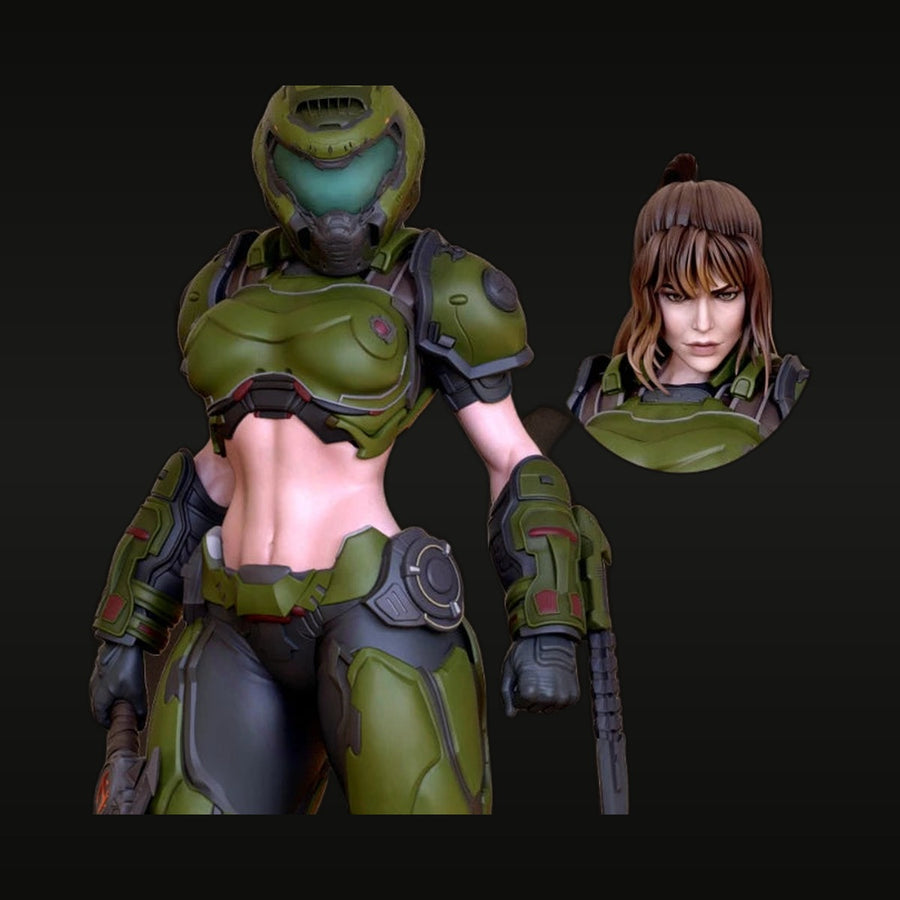 Sci-Fi Female Operator Power Armor with Rifle 1/24 Resin Figure Kit - unpainted resin model kit