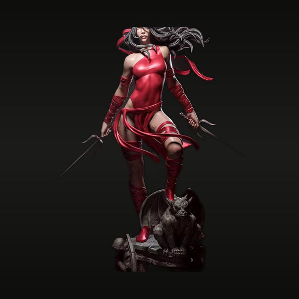 Fantasy Female Warrior with Dual Katana on Skull Base 50mm Resin Bust Kit