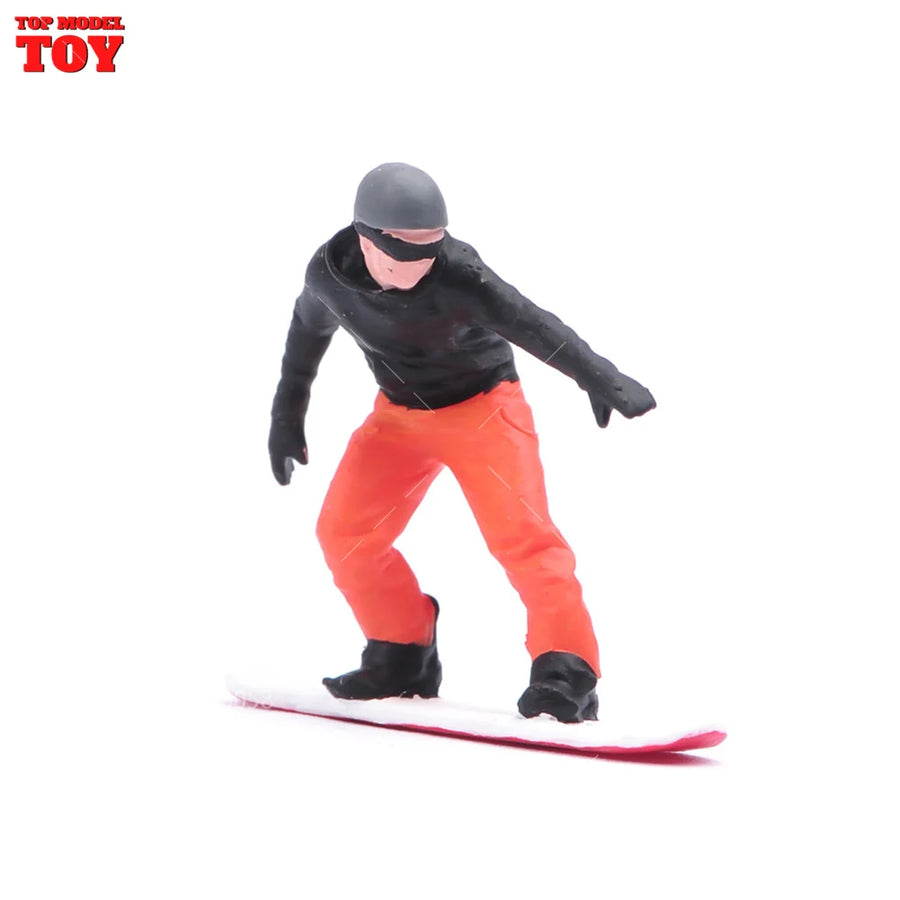 Painted Miniatures 1/64 1/43 1/87 Men'S Snowboarding Male Scene Figure Dolls Unpainted Model for Cars Vehicles Decoration Toy