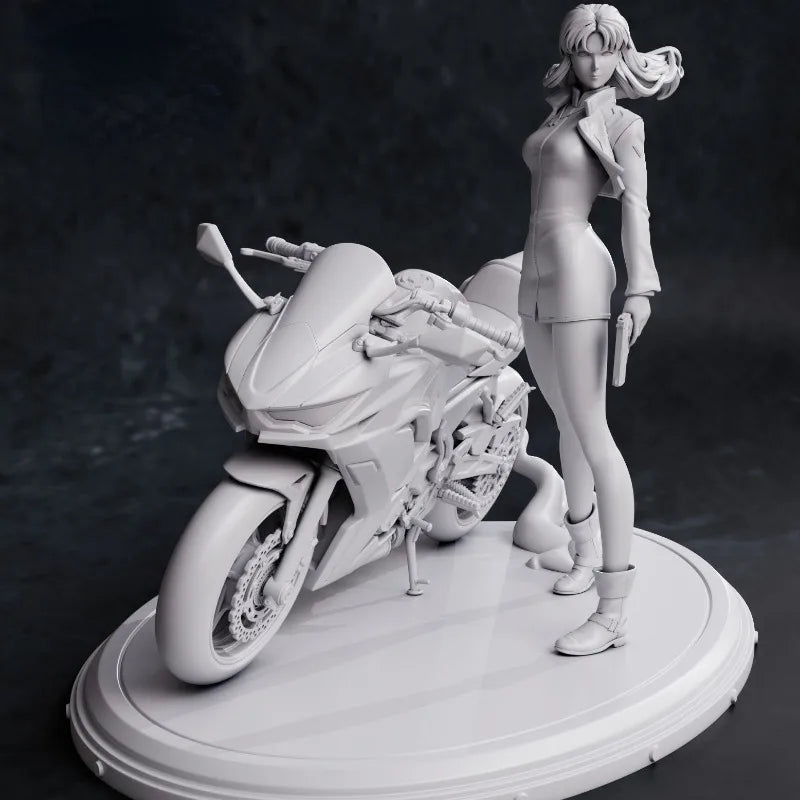 Anime Female Biker with Motorcycle 1/24 Resin Figure Kit - resin model view 2