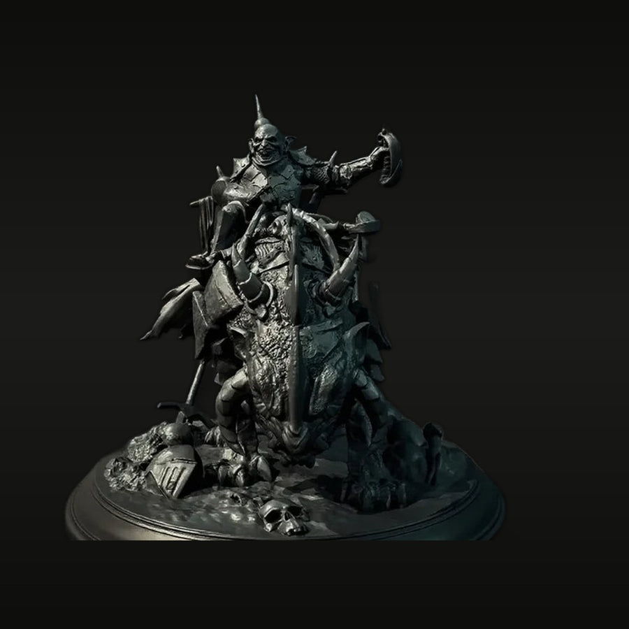 Medieval Knight on Rearing Warhorse with Axe 38mm Resin Figure Kit - unpainted resin model kit