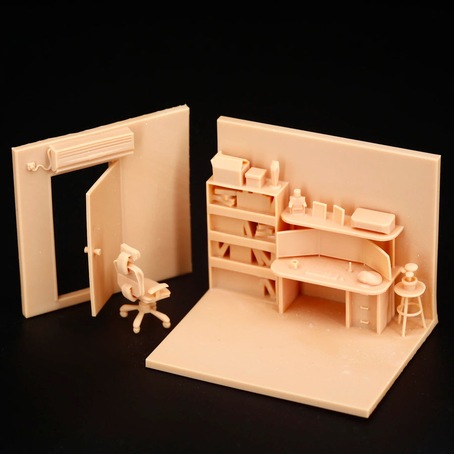 1/64 C002 Study Computer Table Scene Model Handmade Mini Sand Table for Fan Collection Toys