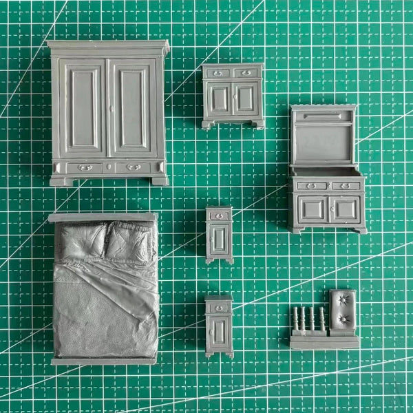 1/35 Bedroom Furniture and Bedding Set (Resin Terrain)