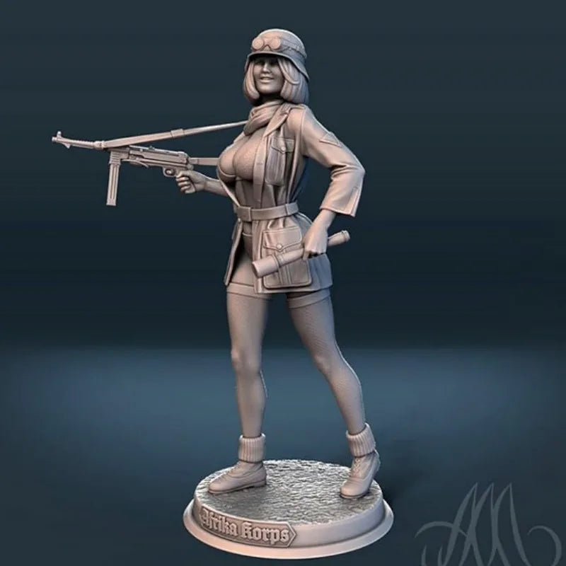 WWII German Afrika Korps Pinup Female Soldier 1/24 Resin Figure Kit - resin model view 3