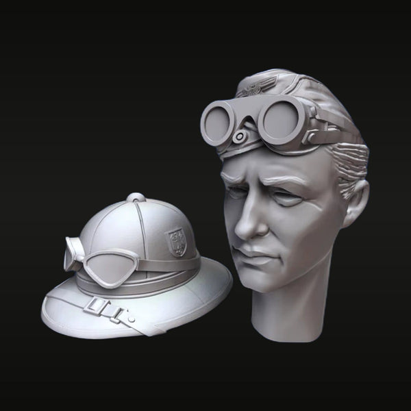 WWII German DAK Aviator & Tropical Soldier Heads Set 1/35 Resin Bust Kit