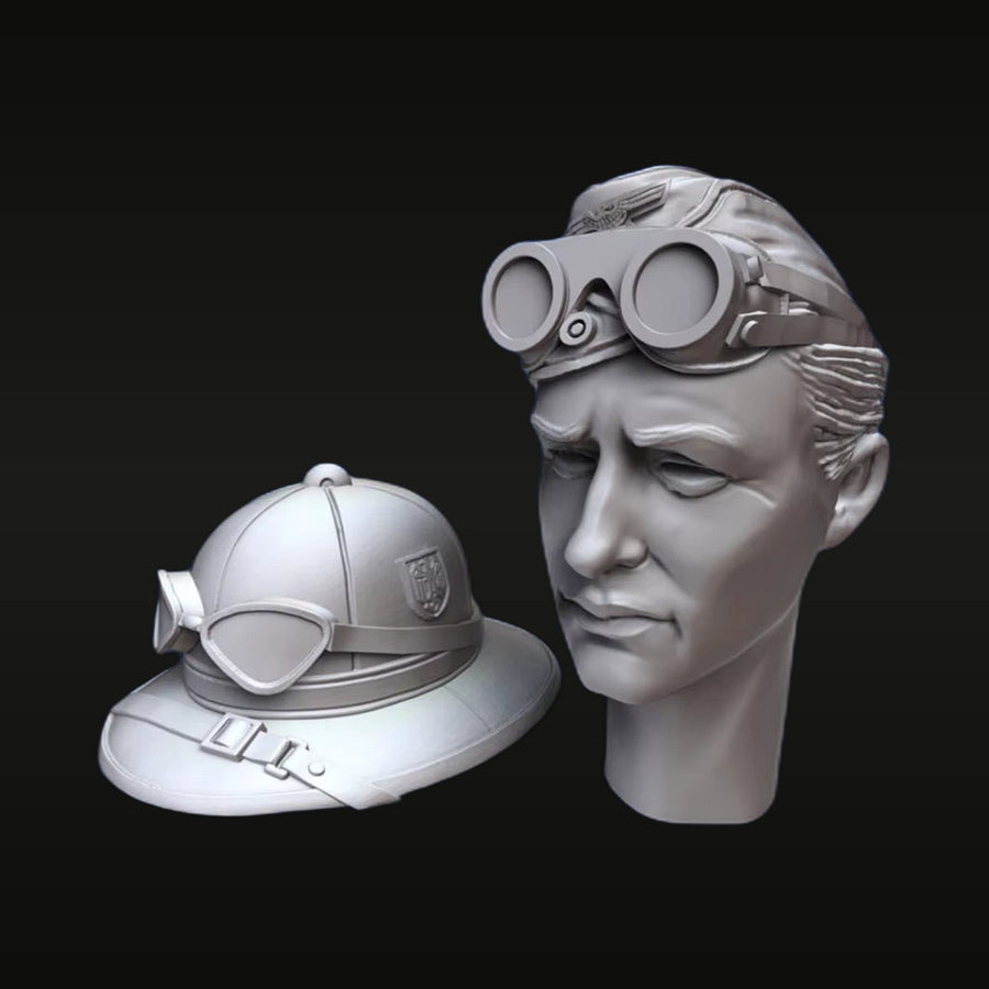 WWII German DAK Aviator & Tropical Soldier Heads Set 1/35 Resin Bust Kit - unpainted resin model kit