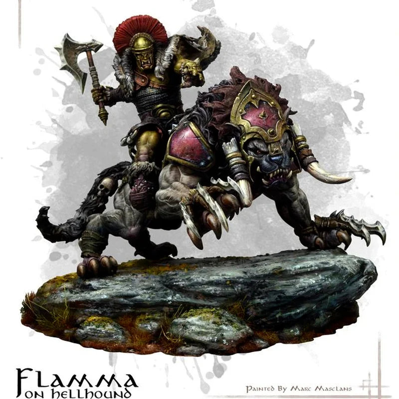 Fantasy Orc Warrior Flamma Hellbound Mounted 1/24 Resin Figure Kit - unpainted resin model kit