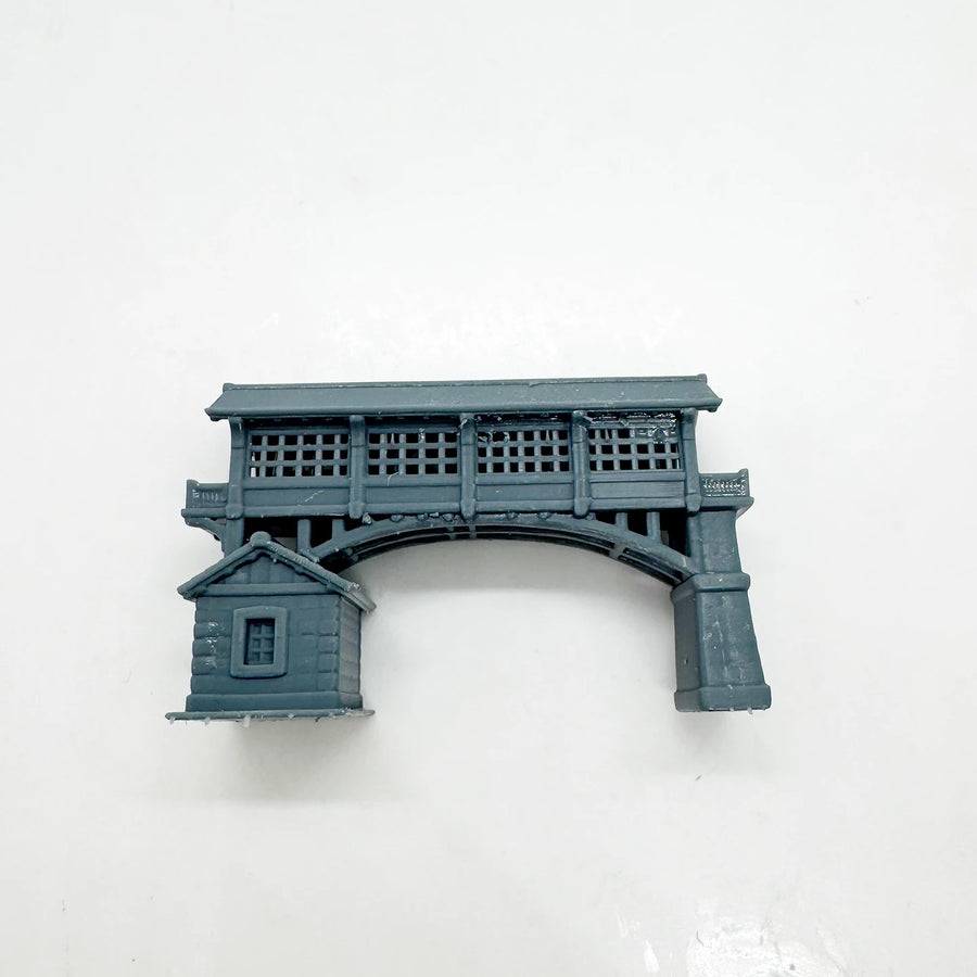 Covered Bridge with Stone House Diorama LYTS123 1/87 1/160 1/220 Miniature Building Military Car