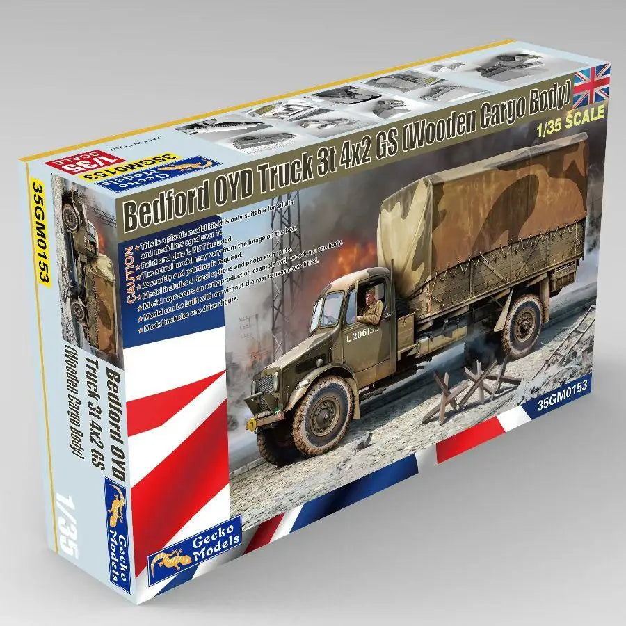 Gecko Models Bedford OYD Truck 3T 4X2 GS (Wooden Cargo Body) Model Kit 35GM0153 1/35 Scale