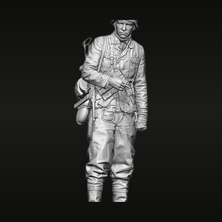 WWII German Infantryman with Kar98k Rifle 1/35 Resin Figure Kit - unpainted resin model kit