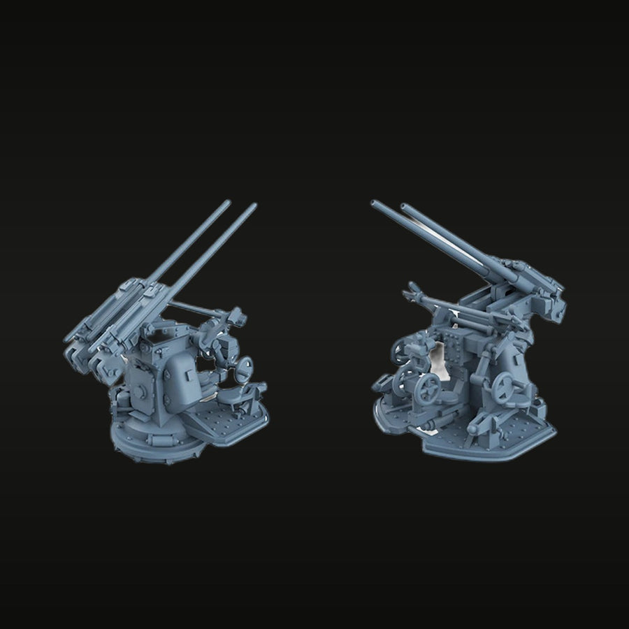 WWII German Navy 3.7cm SK C/30 Twin AA Gun Mount 1/350 Resin Accessory Kit (Set of 2) - unpainted resin model kit